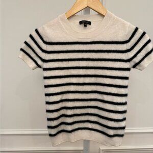 Quince Blue and White Crewneck Top